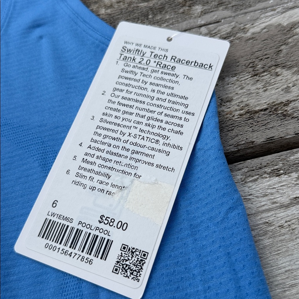 Lululemon Swiftly Tech Racerback Tank Top 
Pool Party blue size 6 NWT - Picture 5 of 7